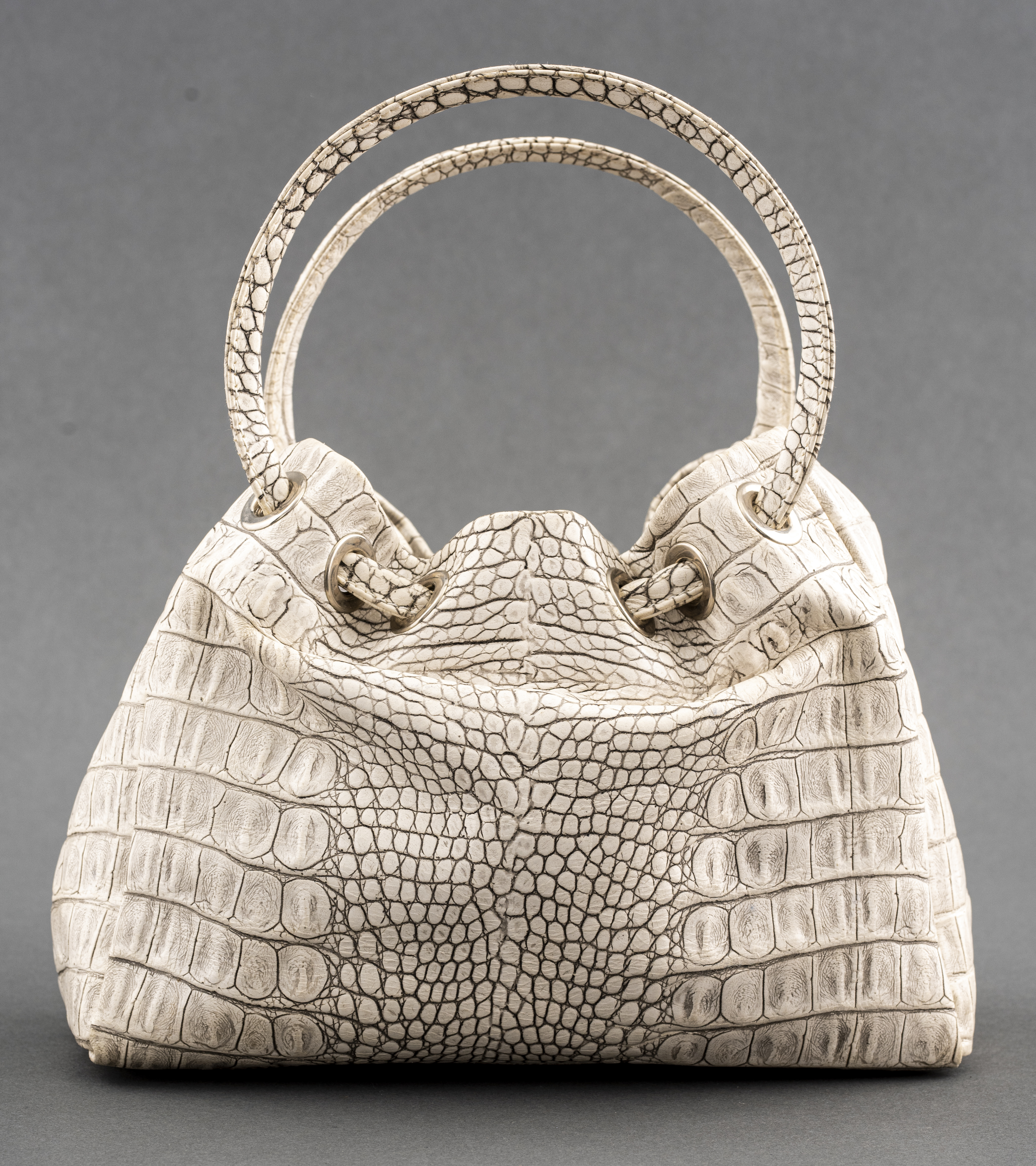 CARLO PULICATI EMBOSSED WHITE LEATHER