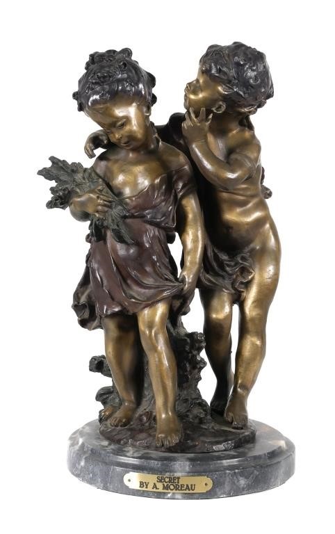 MOREAU BRONZE OF TWO CHILDRENBronze 363cbd