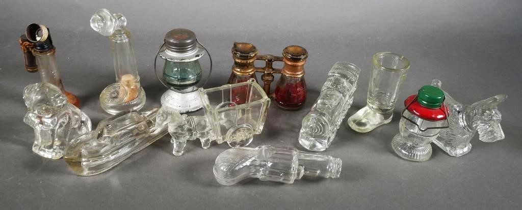 12 VINTAGE GLASS CANDY CONTAINERSSet 363d4b