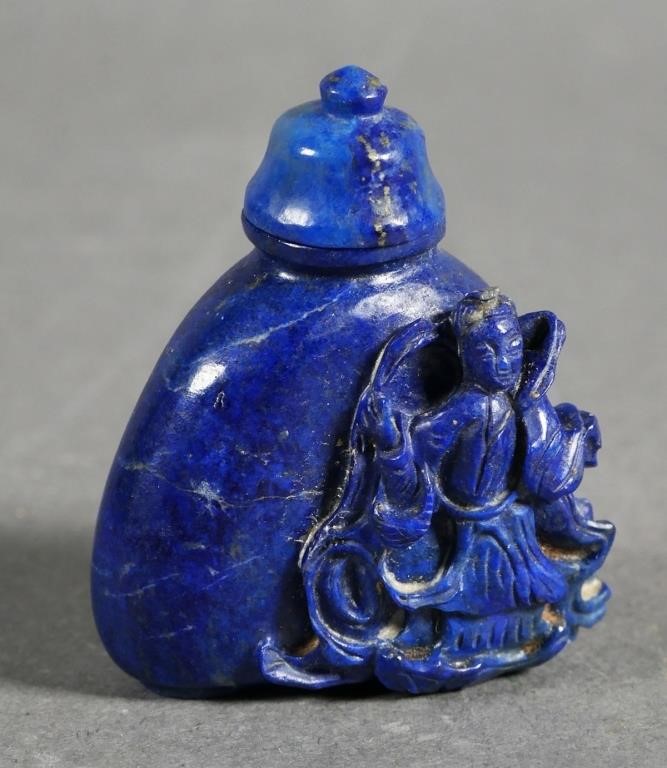 ANTIQUE CARVED LAPIS CHINESE SNUFF 363d4d