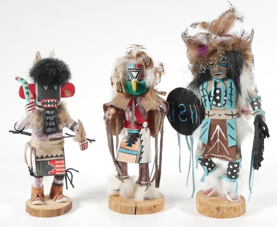 THREE VINTAGE KACHINA DOLLSThree