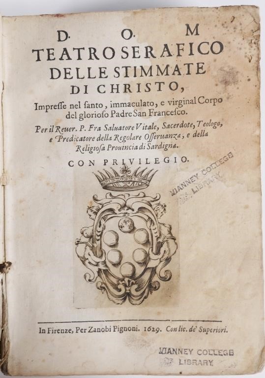 OLD BOOK: 1629 ALFONSO PARIGI, STIGMATABy