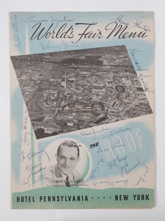 TOMMY DORSEY MULTI SIGNED MENUNYC Hotel