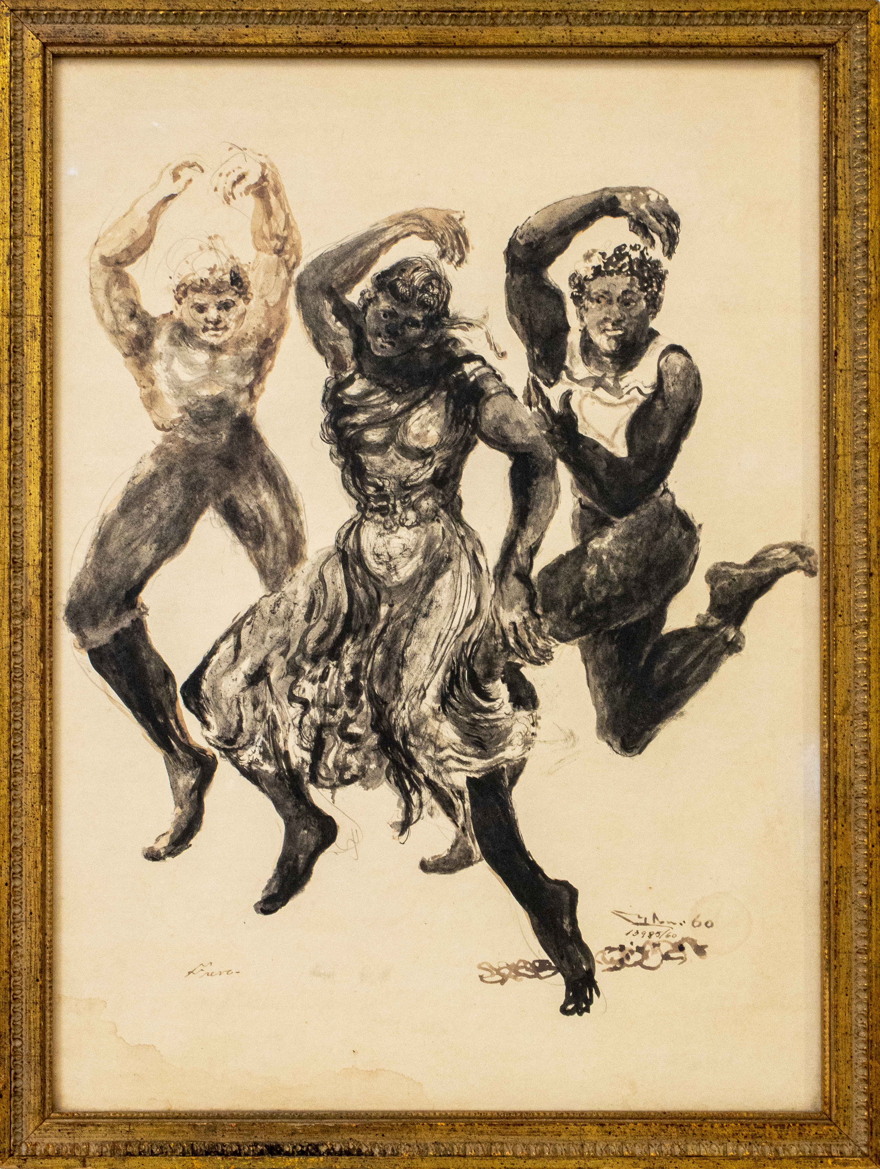 SIGNED ILLEGIBLY FIGURES DANCING 363e28