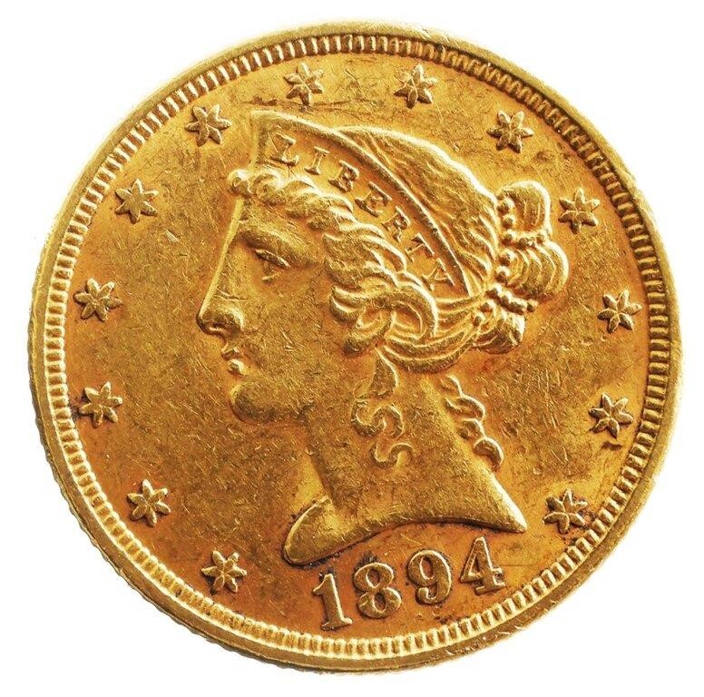 1894 US $5 GOLD COIN1894 Coronet