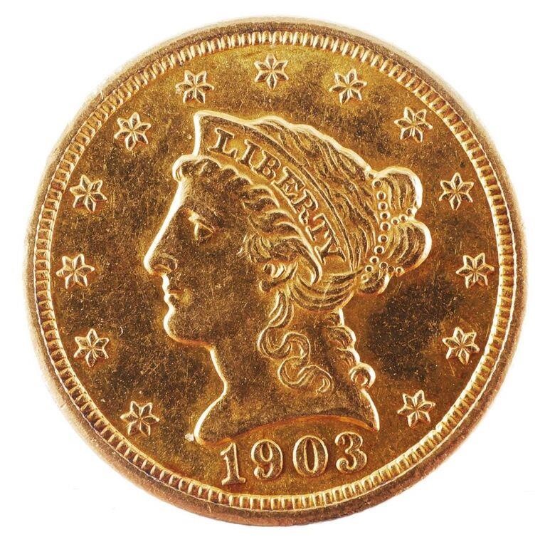 1903 US $2.50 DOLLAR GOLD COIN1903