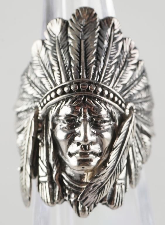 INDIAN CHIEF STERLING SILVER RINGSize 363e9f