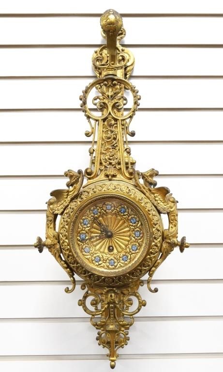 SPANISH BRONZE GILT HANGING CLOCKSpanish 363f26