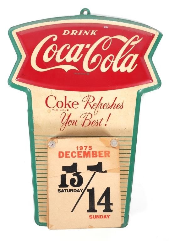 1959 COCA COLA FISHTAIL TIN CALENDARScarce