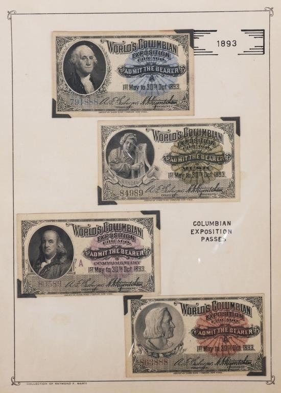  4 1893 COLUMBIAN EXPO PASSESFour 364028