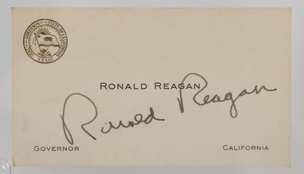 RONALD REAGAN SIGNED BUSINESS CARDGovernor 36402f