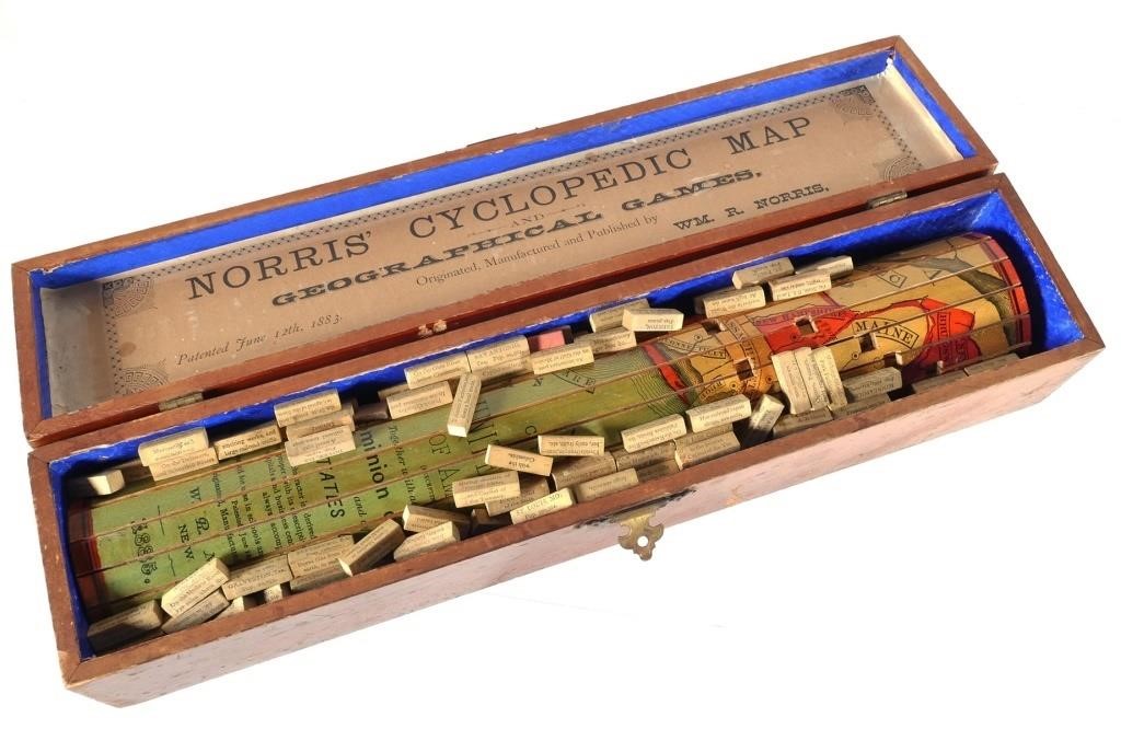 1883 NORRIS GEOGRAPHY GAME WOODEN 364041