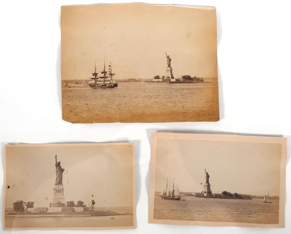  3 ALBUMEN PHOTOS STATUE OF LIBERTY  36405b