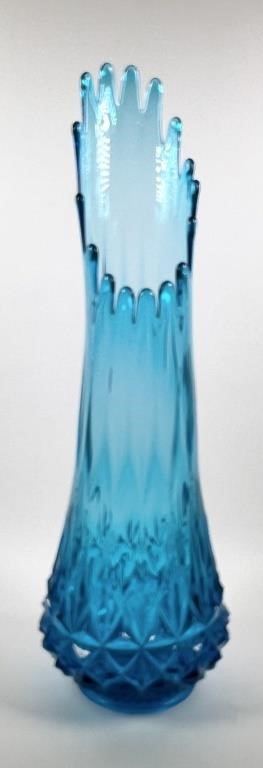 MCM LARGE BLUE ART GLASS VASE CENTERPIECEMid-century