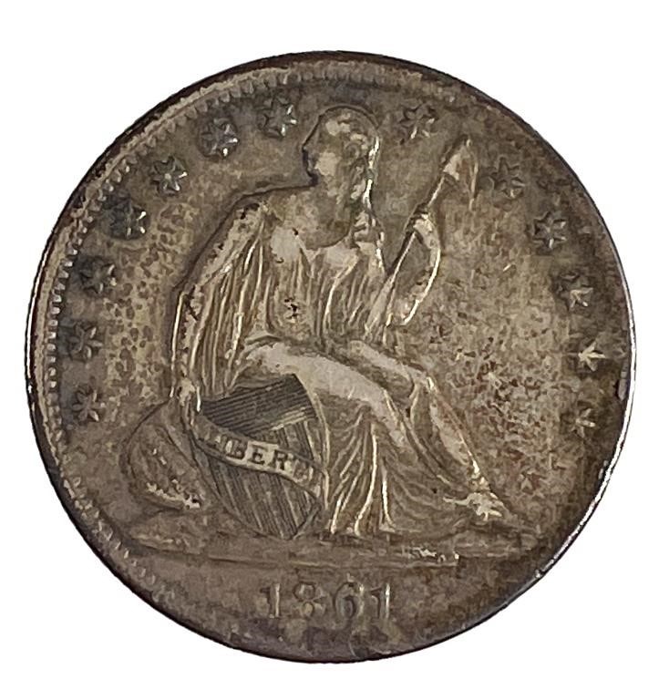 US 1861 SEATED LIBERTY HALF DOLLAR