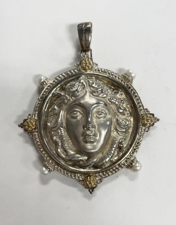 14K AND STERLING MEDUSA PENDANTSterling 36410f