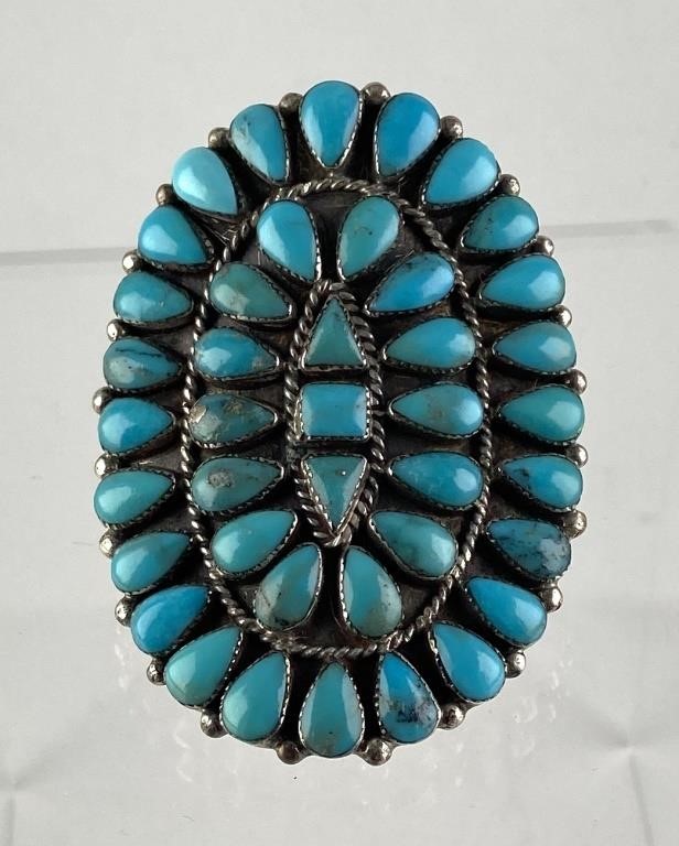 NAVAJO TURQUOISE STERLING CLUSTER 36412a