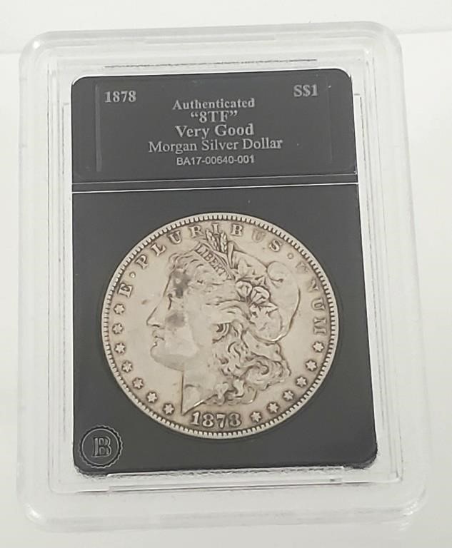 1878 8TF SLABBED MORGAN SILVER