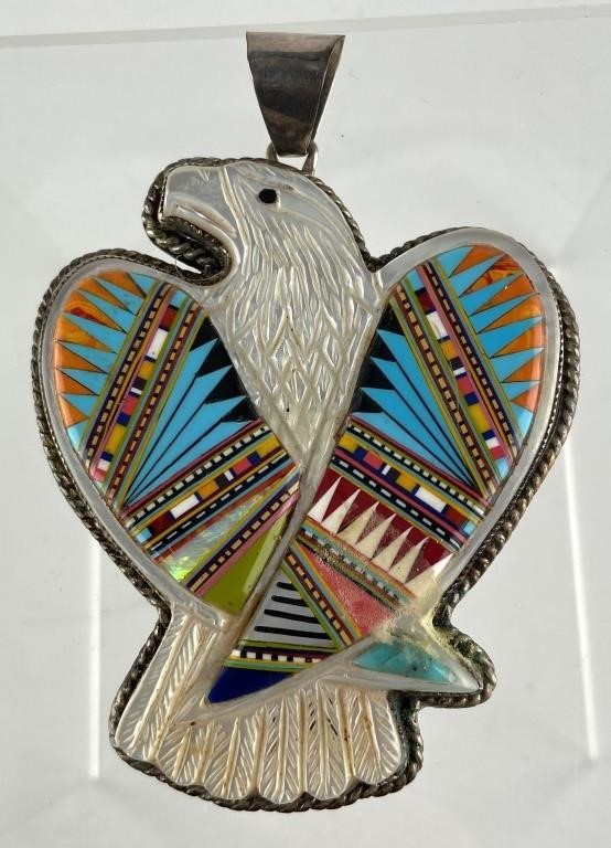 LARGE STERLING SILVER INLAID EAGLE 364166