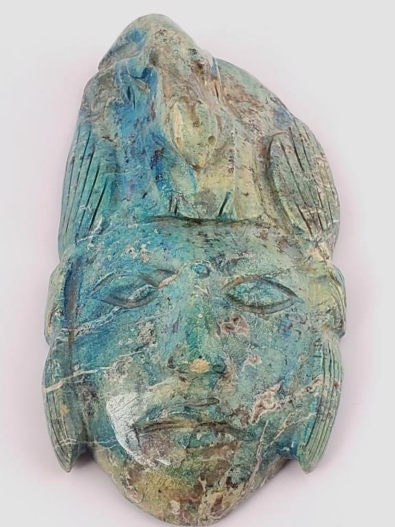 CARVED NATIVE TURQUOISE HEAD WITH