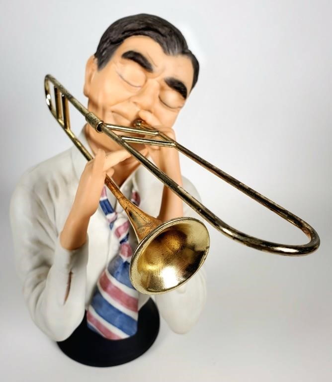 LARGE BUST OF MAN PLAYING TROMBONE