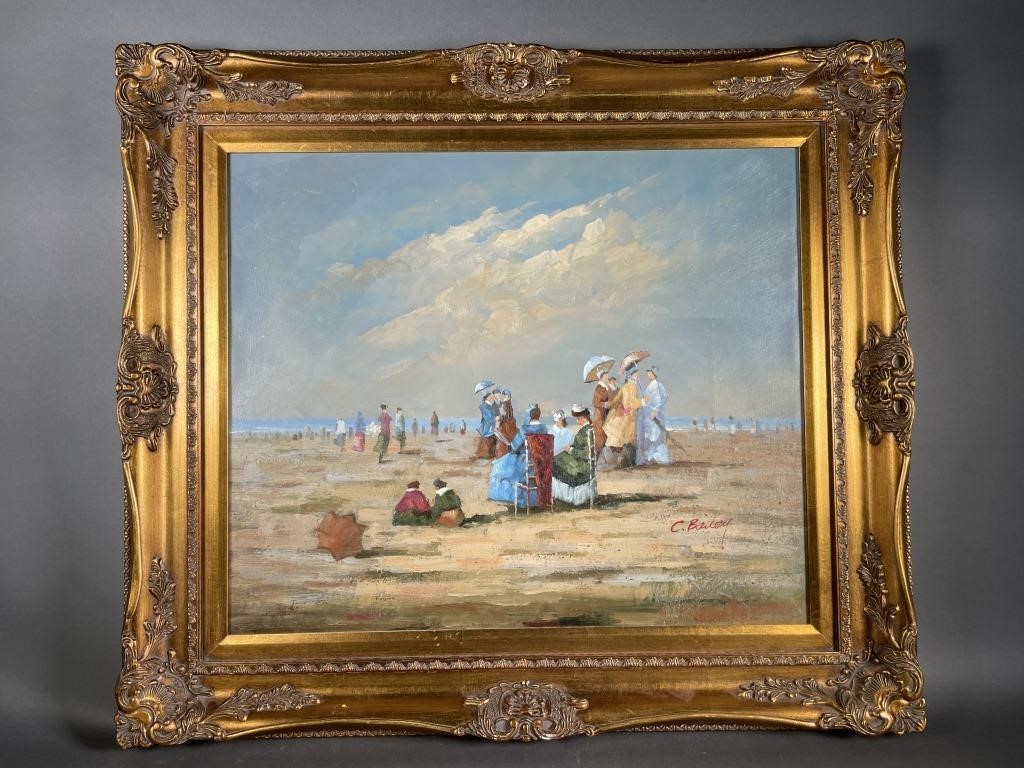 C BAILEY OIL PAINTING BEACH SCENELarge 3641ee