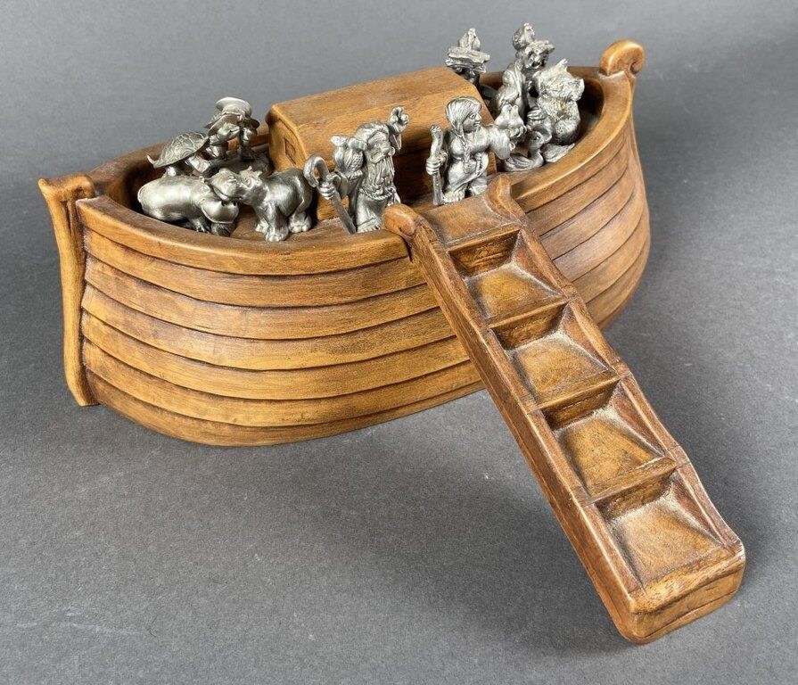 HUDSON PEWTER NOAHS ARK W/ 12 FIGURINESHudson