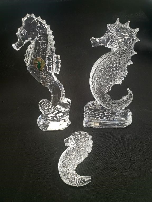  3 VINTAGE WATERFORD CRYSTAL SEAHORSESThree 364226