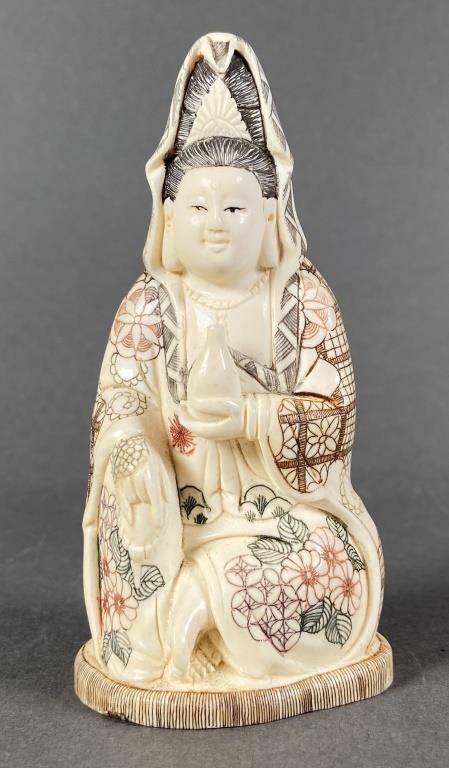 CARVED ASIAN IVORY STATUE FIGURINECarved 36421e