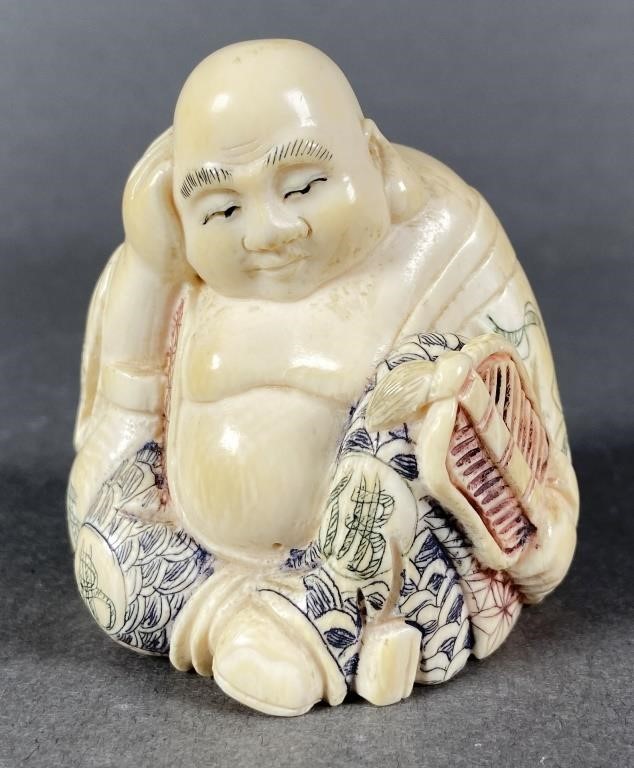 CARVED CHINESE OR JAPANESE BUDDHA 36421f