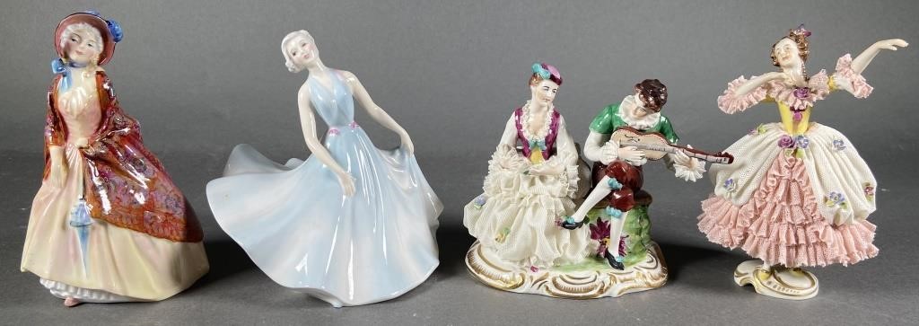 (4) DRESDEN LACE AND ROYAL DOULTON FIGURINESLot