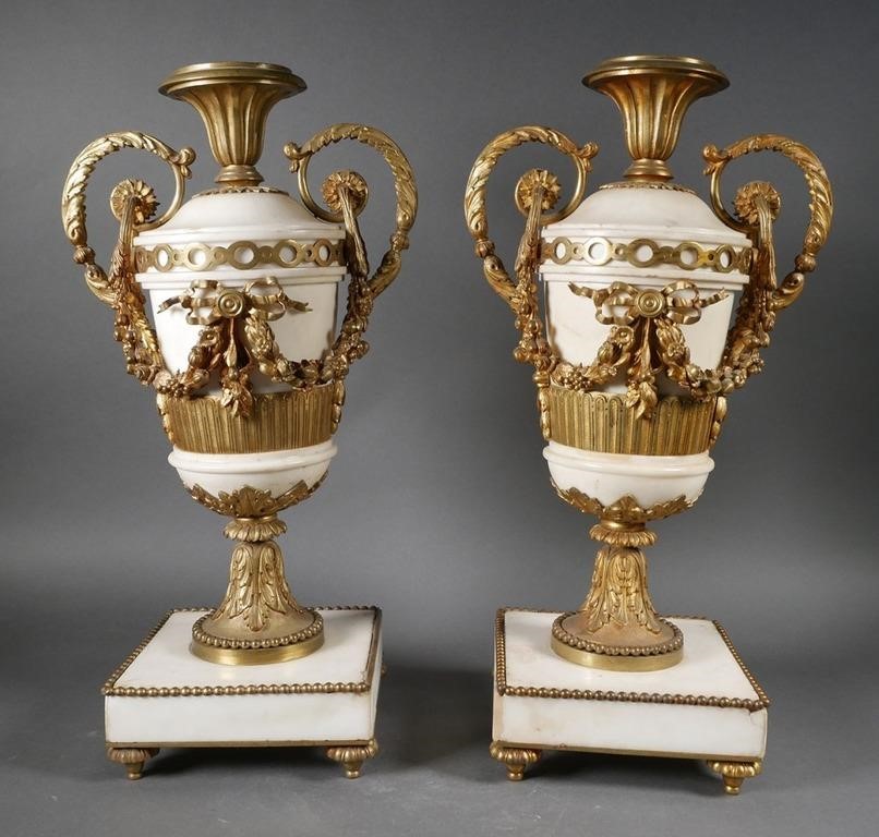 PAIR OF MARBLE AND ORMOLU URNPair