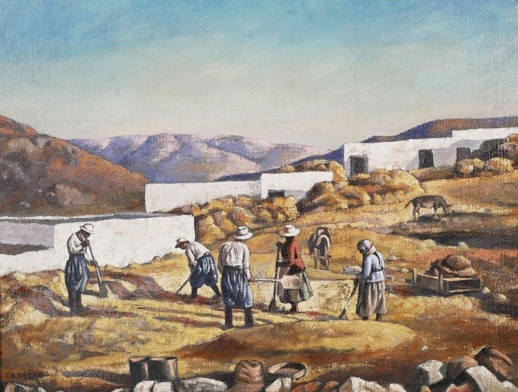 GREEK OIL ON CANVAS 1940 SIGNED  36425b