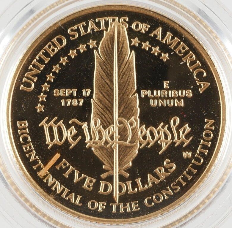 1987-W $5 PROOF CONSTITUTION GOLD