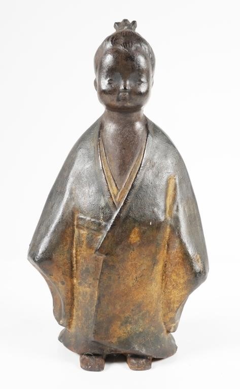 ANTIQUE JAPANESE CAST IRON FIGURINEOld 3642a2