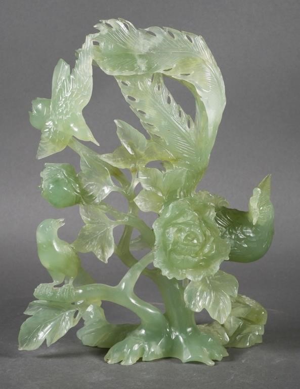 LARGE CHINESE JADE CARVING OF PHOENIX11-1/2"
