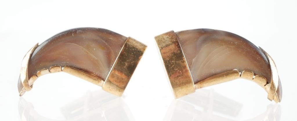 PAIR OF TIGER CLAW 14K GOLD CUFFLINKSAntique