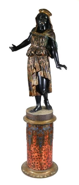 43 CARVED 19C VENETIAN BLACKAMOOR STATUE19th