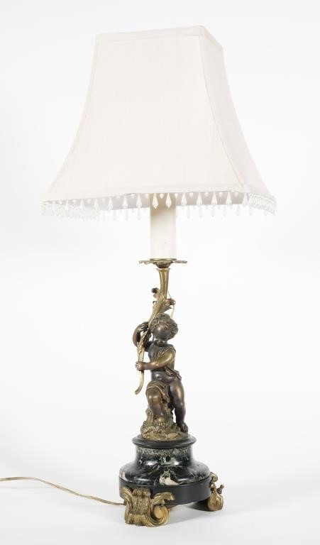 ANTIQUE CHERUB TABLE LAMPBronze