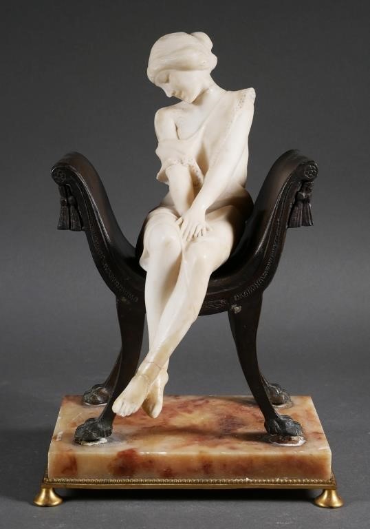 ART DECO ALABASTER BRONZE STATUE 36439b