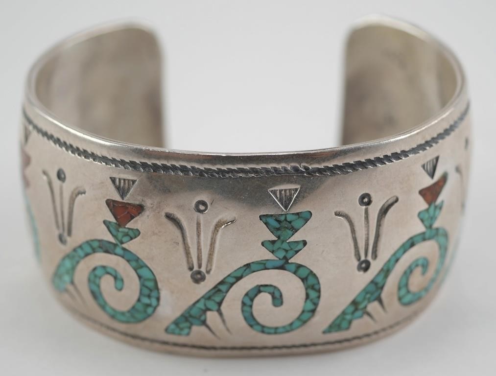 STERLING TURQUOISE CORAL INLAY 3643d7