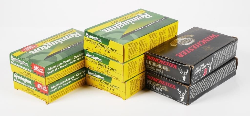 AMMO 7 BOXES RIFLE CARTRIDGESMixed 364404