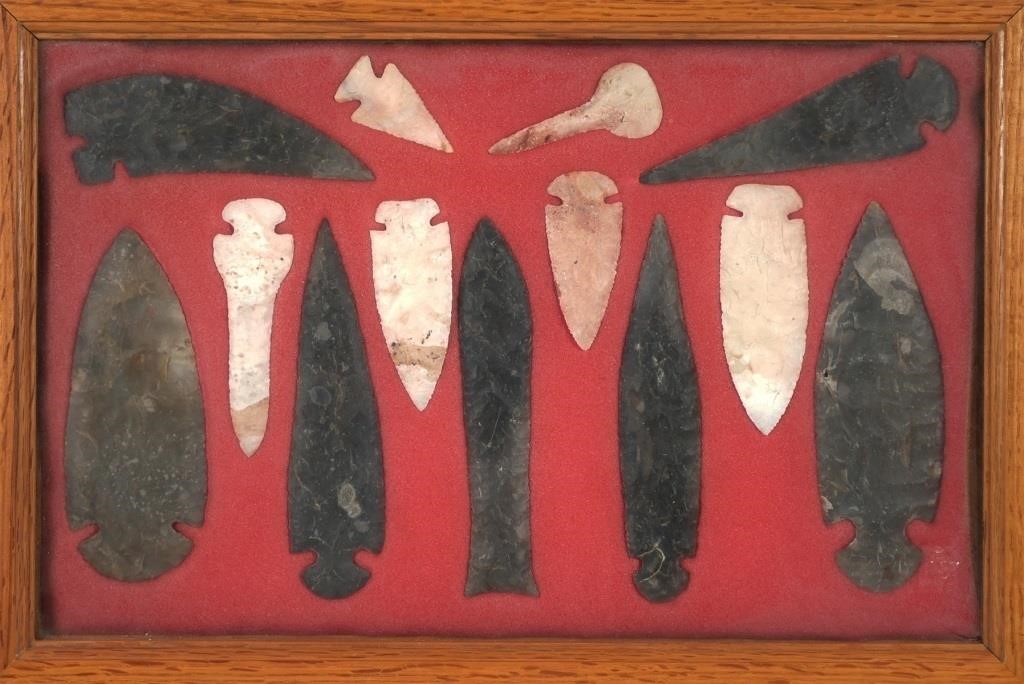 (13) ARROWHEADS, TOOLS AND SPEAR