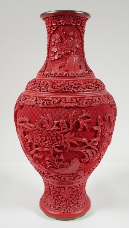 CHINESE CARVED FAUX CINNABAR LACQUER 36441a