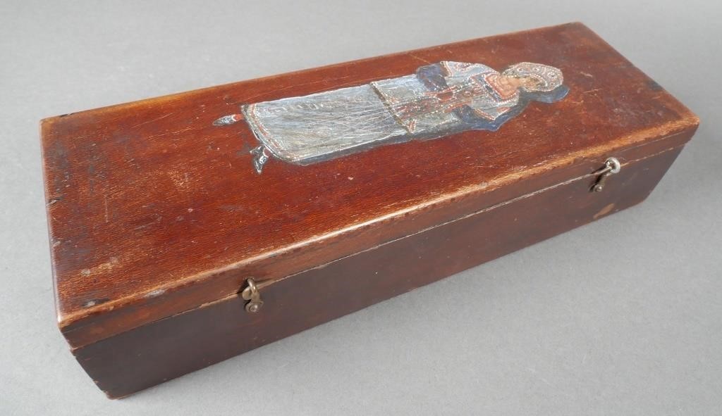 ANTIQUE WOOD GLOVE BOXEdwardian 364427