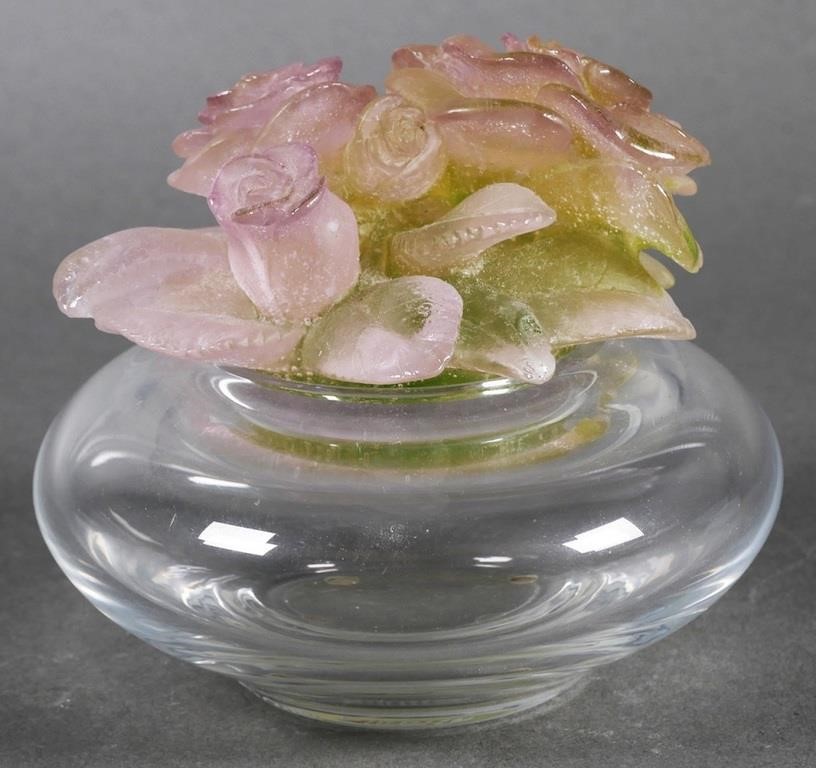 DAUM PATE DE VERRE ROSE LIDDED 364442