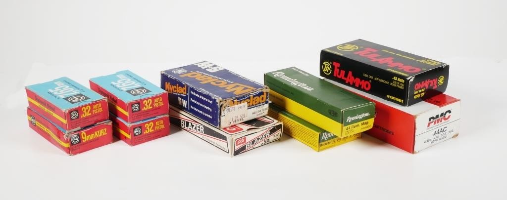 AMMO: (10) BOXES PISTOL HANDGUN