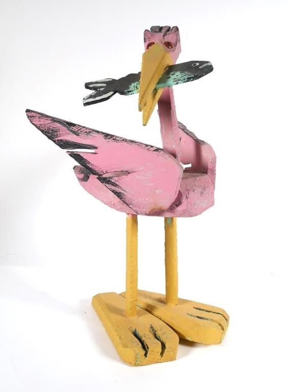 FOLK ART PAINTED PELICANAmbiguously 3644a1