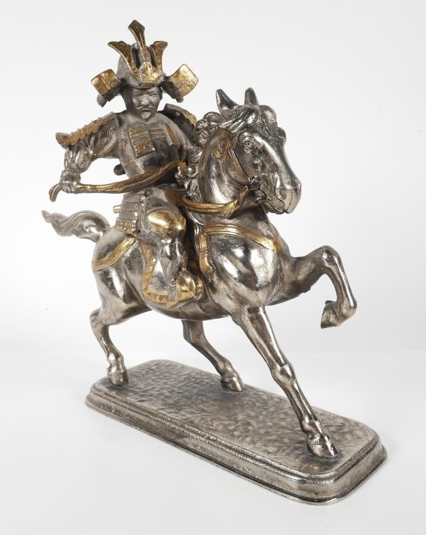 JAPANESE SAMURAI GILT METAL SCULPTUREGilt