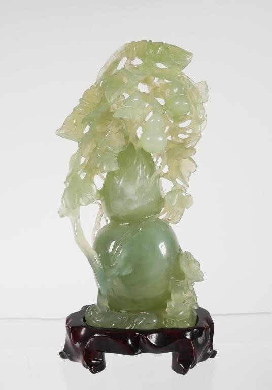 HARDSTONE JADE FRUIT TREE CARVING 3644c2